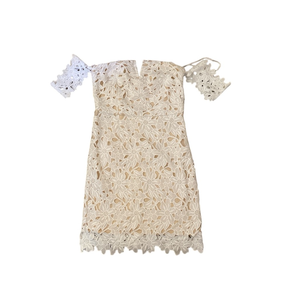 Lulus white mini crotchet dress